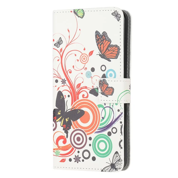 Phone Cover Pattern Printing Wallet Leather Case for Samsung Galaxy S20 Lite/S20 Fan Edition - Butterfly and Bubble