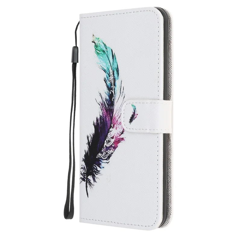 Newly Case Printing Cross Texture Stand Leather Cover for Samsung Galaxy S20 Lite/S20 Fan Edition - Feather
