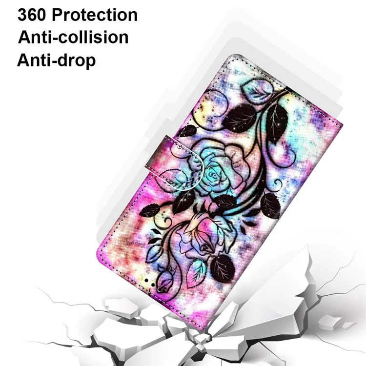 Muster Druckkreuzstextur Leder Brieftasche Telefonabdeckung Mit Riemen Für Samsung Galaxy A21s - Schöne Blume