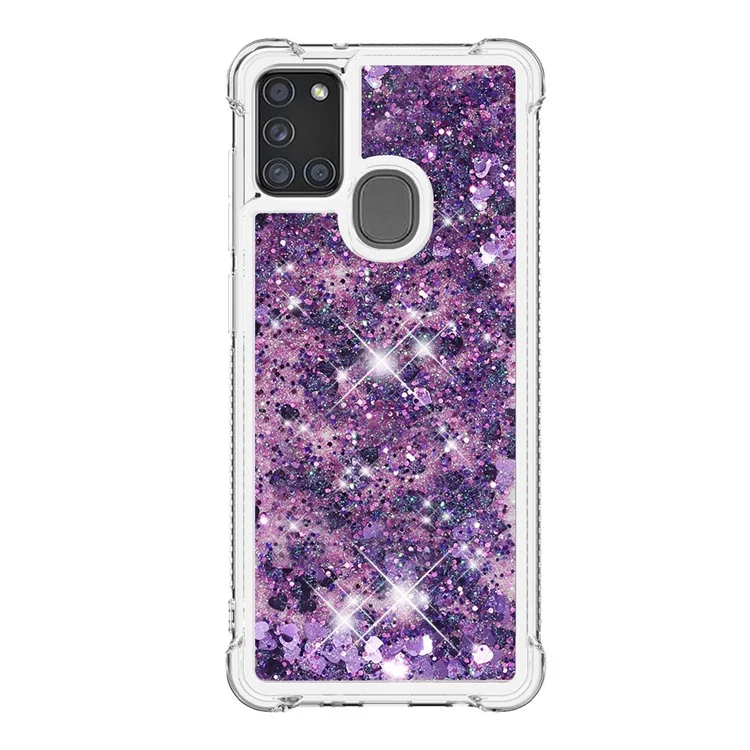 Custodia per telefono in TPU Shock-absorbing Dynamic Quicksand per Samsung Galaxy A21s - Viola
