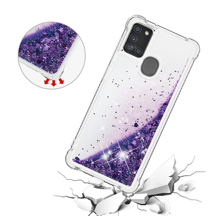 Custodia per telefono in TPU Shock-absorbing Dynamic Quicksand per Samsung Galaxy A21s - Viola