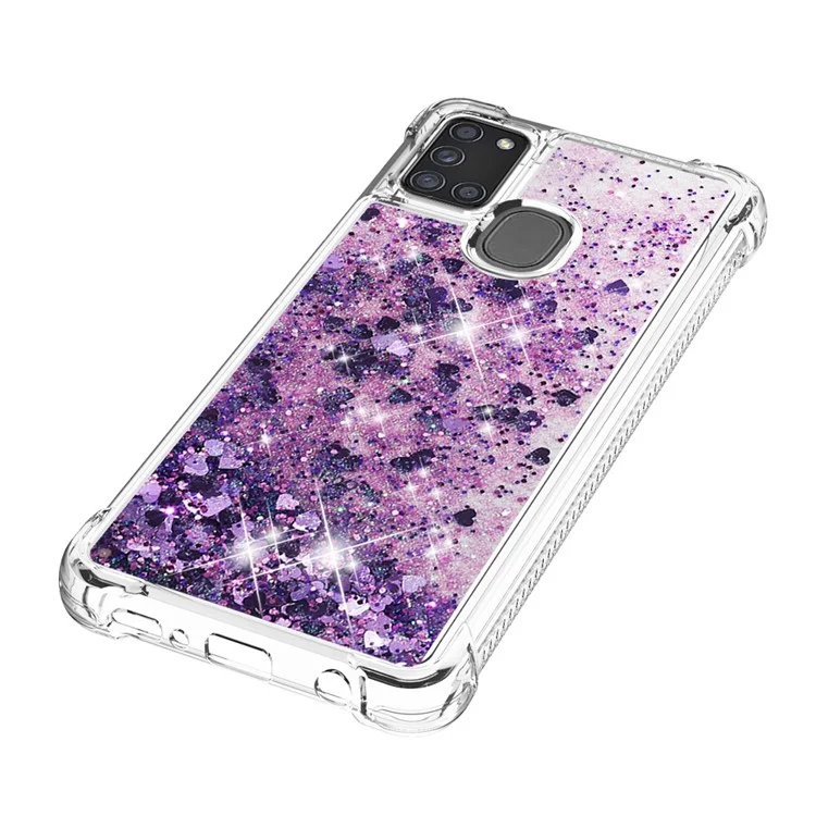 Custodia per telefono in TPU Shock-absorbing Dynamic Quicksand per Samsung Galaxy A21s - Viola