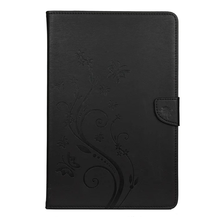 Impreinte Butterfly Flower Portefeuille Couvercle en Cuir Pour Samsung Galaxy Tab A7 10.4 (2020) - le Noir