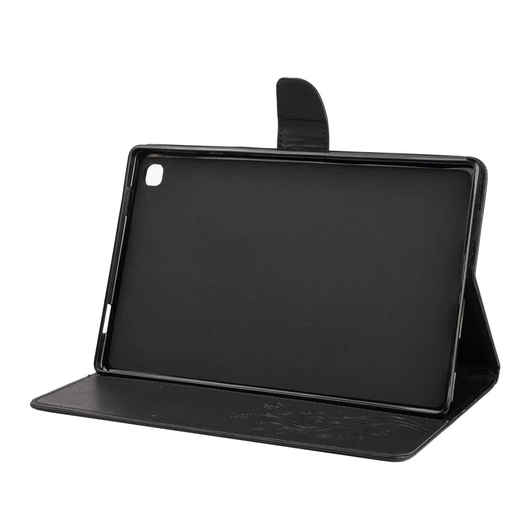 Custodia in pelle con supporto per portafoglio e fiore farfalla per Samsung Galaxy Tab A7 10.4 (2020) / (2022) - Nero