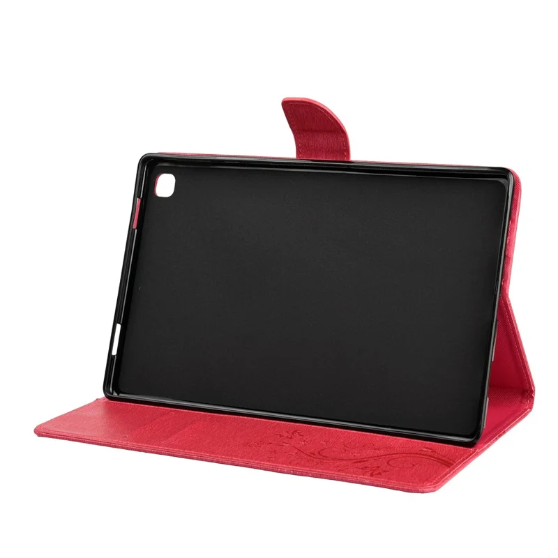 Imprint Butterfly Flower Wallet Stand Leather Cover for Samsung Galaxy Tab A7 10.4 (2020) / (2022) - Rose