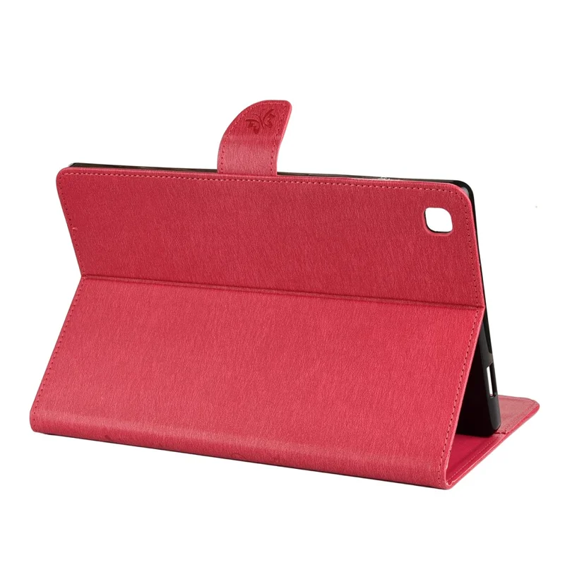 Imprint Butterfly Flower Wallet Stand Leather Cover for Samsung Galaxy Tab A7 10.4 (2020) / (2022) - Rose