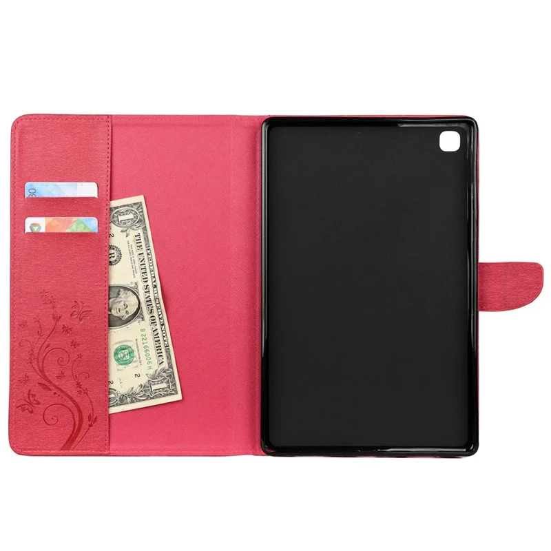 Imprint Butterfly Flower Wallet Stand Leather Cover for Samsung Galaxy Tab A7 10.4 (2020) / (2022) - Rose