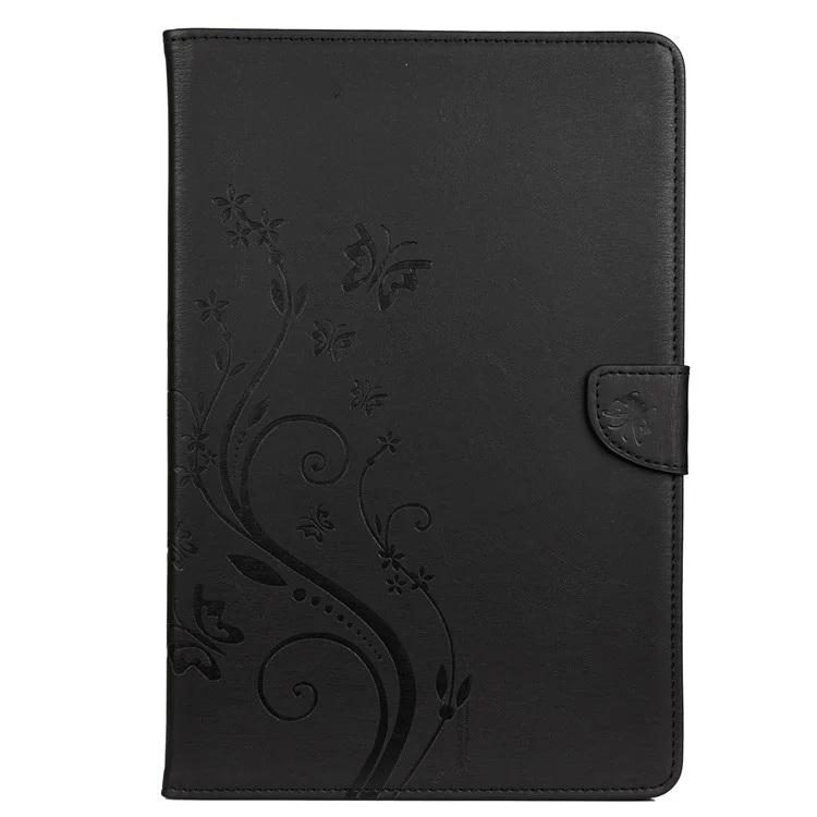 Impresión de la Billetera de Flores de Mariposa Flip Shell Para Samsung Galaxy Tab S6 T860 T865 - Negro