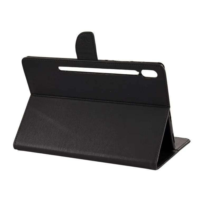 Empreinte Papillon Portefeuille de Portefeuille en Cuir en Cuir Pour Samsung Galaxy Tab S6 T860 T865 - le Noir