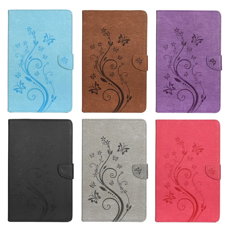 Imprint Butterfly Flower Wallet Кожаная Оболочка Для Samsung Galaxy Tab S6 T860 T865 - Черный