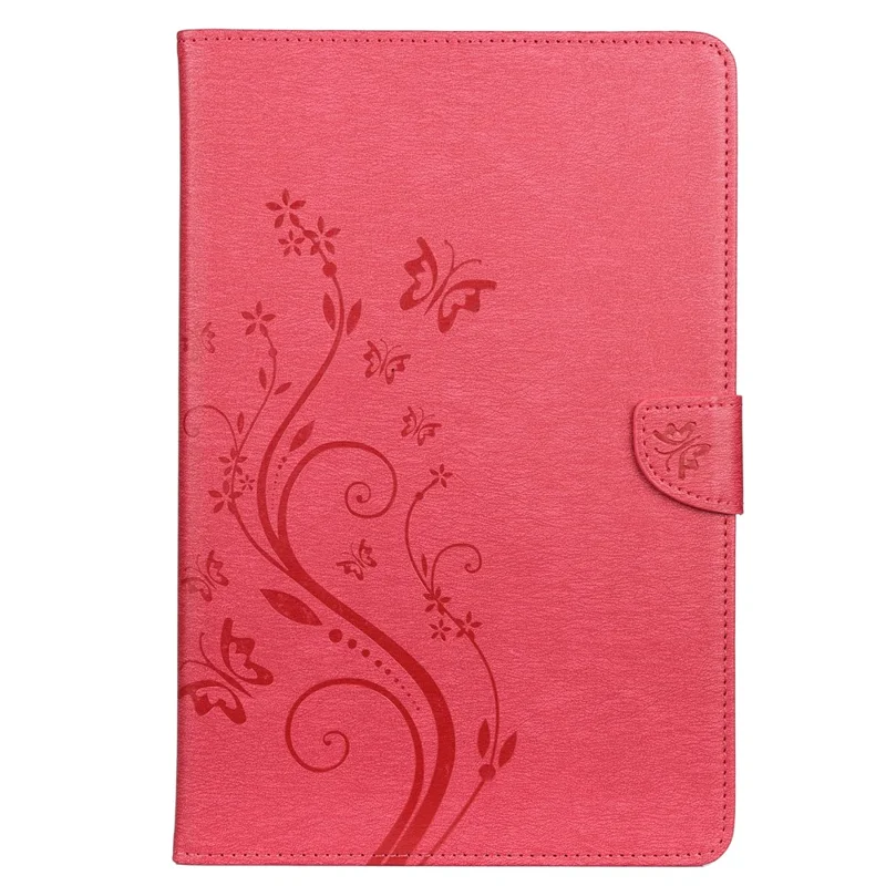 Imprint Butterfly Flower Wallet Leather Flip Shell for Samsung Galaxy Tab S6 T860 T865 - Rose