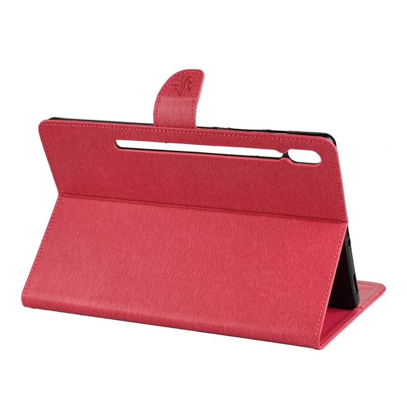 Imprint Butterfly Flower Wallet Leather Flip Shell for Samsung Galaxy Tab S6 T860 T865 - Rose