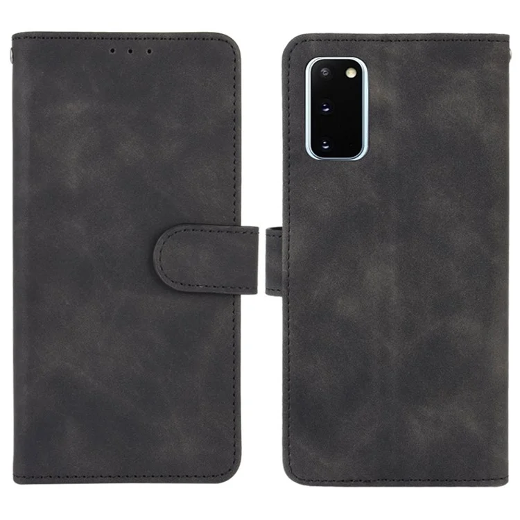 Skin-touch Leather Protector Wallet Stand Flip Case for Samsung Galaxy S20 Lite/Fan Edition/FE 5G/4G - Black