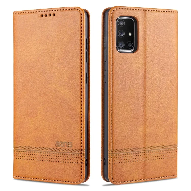 Case de Cuero Azns Auto-absorbido Con Ranuras Para Tarjetas Para Samsung Galaxy A51 SM-A515 - Marrón