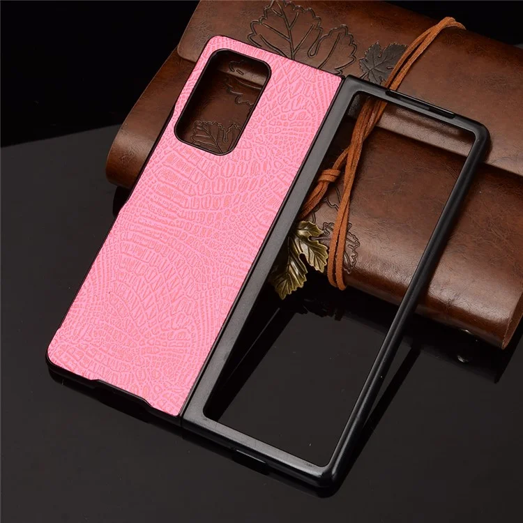 Chelha de PC Cato de Cato Crocodile PU Para Samsung Galaxy Z Fold2 5g - Rosa