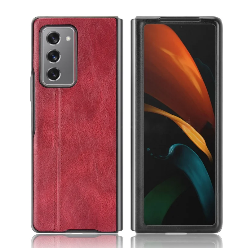 PU Leather Coated PC + TPU Shell for Samsung Galaxy Z Fold2 5G - Red
