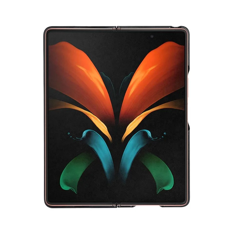Crocodile Skin Genuine Leather Coated Hard Plastic Case for Samsung Galaxy Z Fold2 5G - Black
