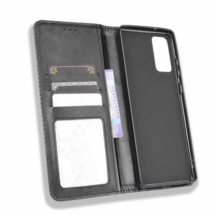 Винтажный кожаный чехол-подставка Protector Wallet для Samsung Galaxy S20 Lite/S20 Fan Edition/FE 4G/5G - черный