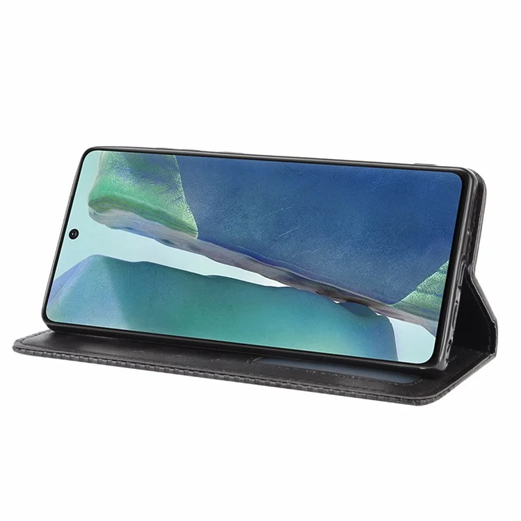 Vintage Protector Wallet Stand Lederabdeckung Für Samsung Galaxy S20 Lite/S20 Fan Edition/fe 4G/5G - Schwarz