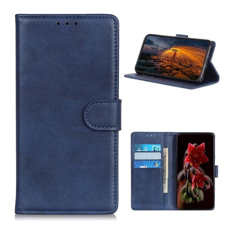 Matte Skin Leather Cover für Samsung Galaxy A42 5G - Blau