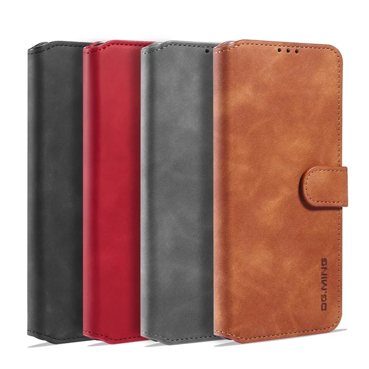 Funda de teléfono DG.MING para Samsung Galaxy S20 FE 4G/5G/S20 Lite/S20 FE 2022 Estilo Retro Cartera de Cuero con Soporte - Negro