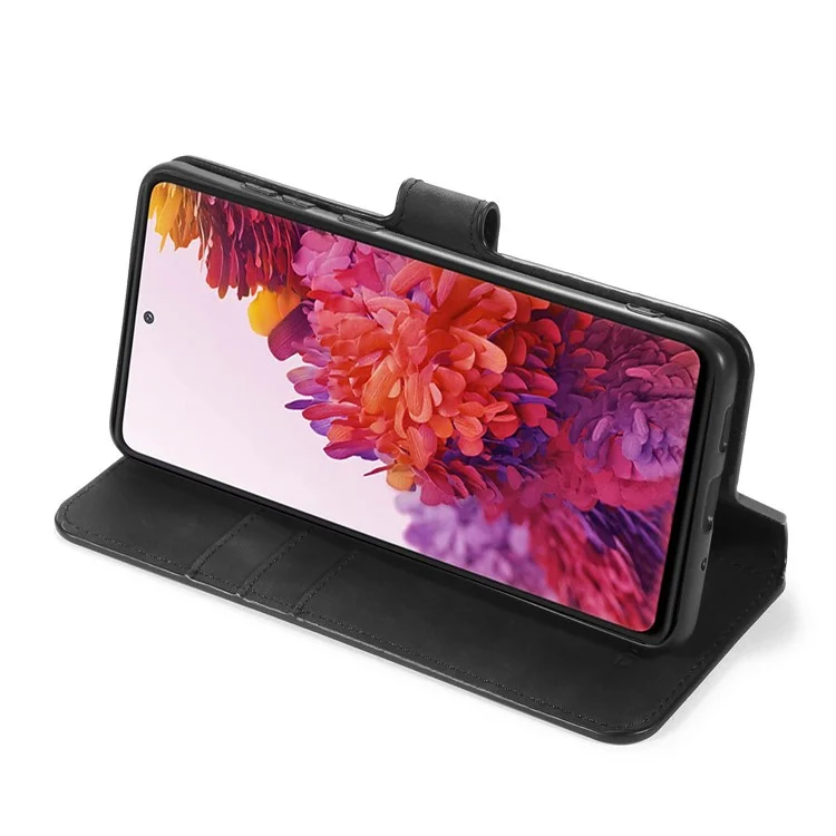 Dg. Étui au Téléphone Ming Pour Samsung Galaxy S20 fe 4g / 5g / S20 Lite / S20 fe 2022 Retro Style Style Wallet Stand Cover - le Noir