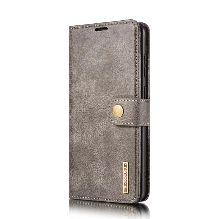 DG.MING Detachable 2-in-1 Split Leather Wallet Shell + PC Back Case for Samsung Galaxy S20 FE 4G / 5G / S20 Lite / S20 FE 2022 - Grey