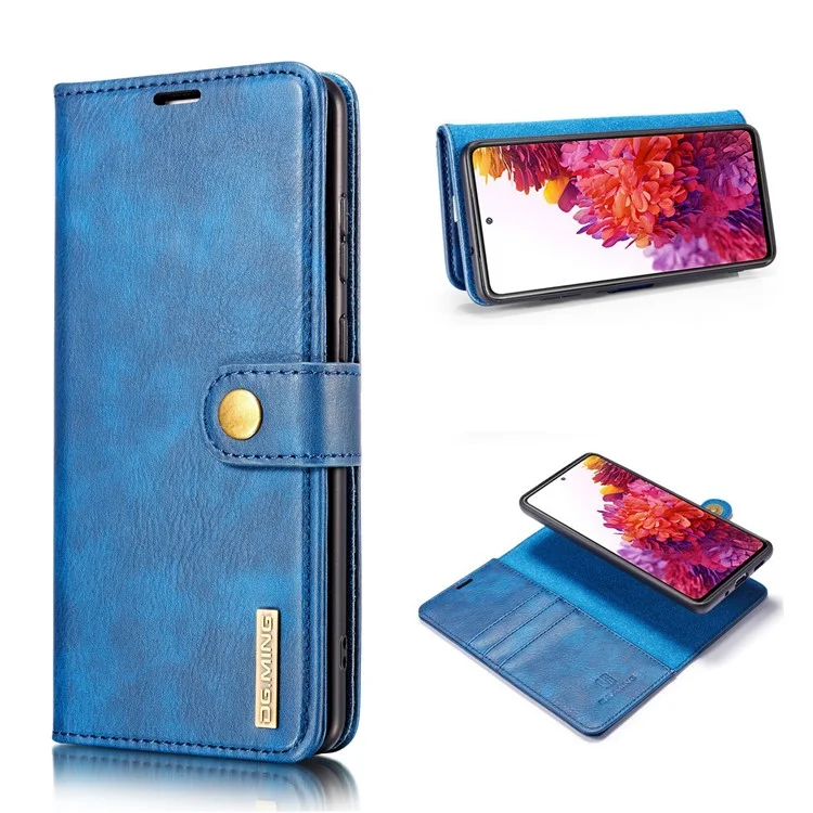 Étui en cuir détachable 2-en-1 DG.MING + Boîtier arrière en PC pour Samsung Galaxy S20 FE 4G / 5G / S20 Lite / S20 FE 2022 - Bleu