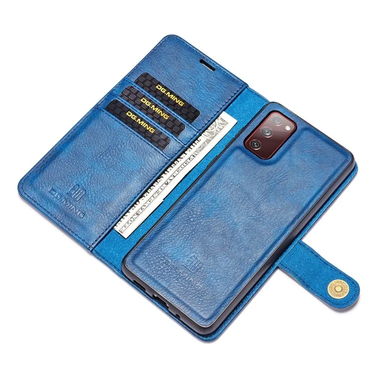 Étui en cuir détachable 2-en-1 DG.MING + Boîtier arrière en PC pour Samsung Galaxy S20 FE 4G / 5G / S20 Lite / S20 FE 2022 - Bleu