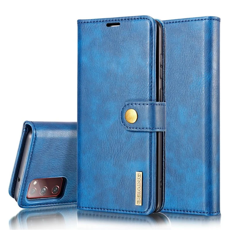 Étui en cuir détachable 2-en-1 DG.MING + Boîtier arrière en PC pour Samsung Galaxy S20 FE 4G / 5G / S20 Lite / S20 FE 2022 - Bleu
