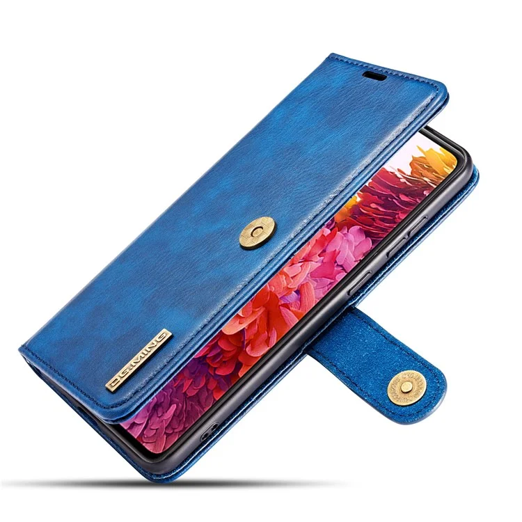 Étui en cuir détachable 2-en-1 DG.MING + Boîtier arrière en PC pour Samsung Galaxy S20 FE 4G / 5G / S20 Lite / S20 FE 2022 - Bleu