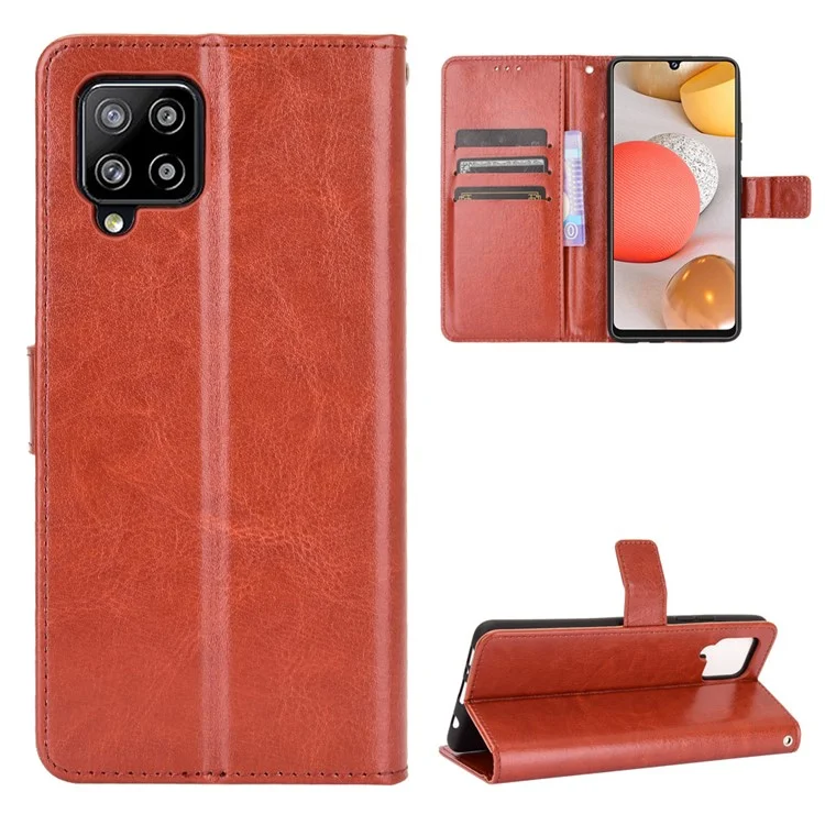 Cartera de cuero Crazy Horse Texture Stand para Samsung Galaxy A42 5G - Marrón