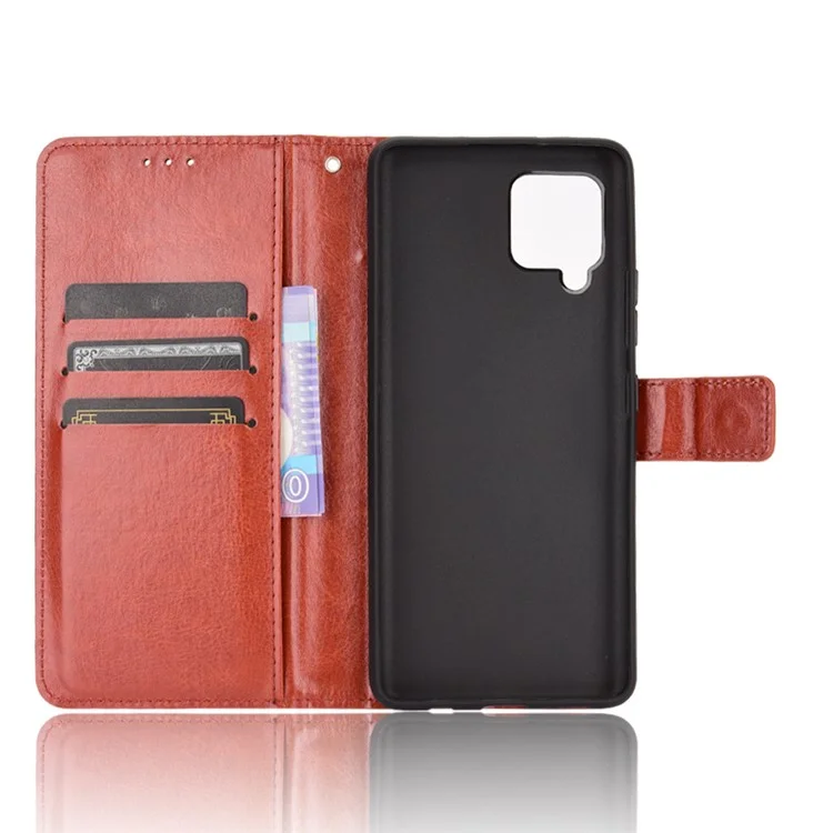Cartera de cuero Crazy Horse Texture Stand para Samsung Galaxy A42 5G - Marrón