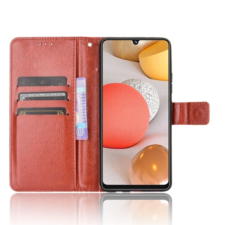 Cartera de cuero Crazy Horse Texture Stand para Samsung Galaxy A42 5G - Marrón