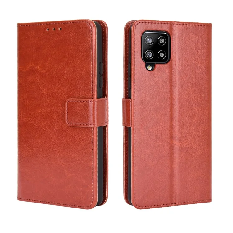 Cartera de cuero Crazy Horse Texture Stand para Samsung Galaxy A42 5G - Marrón