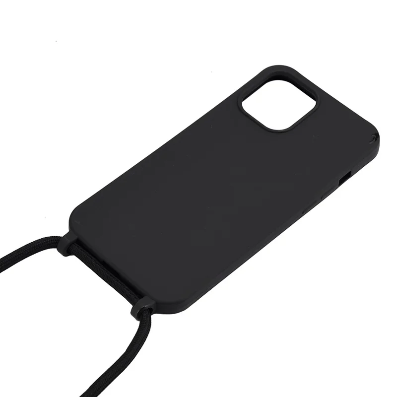 Soft TPU Case with Multi-function Lanyard for iPhone 12 Pro Max Phone Cover - Black