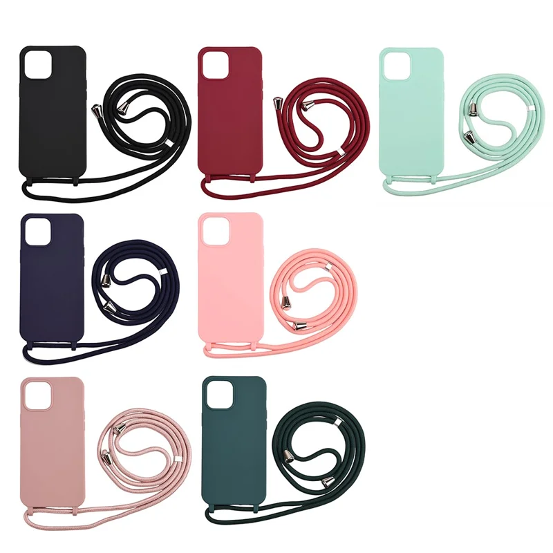 Soft TPU Case with Multi-function Lanyard for iPhone 12 Pro Max Phone Cover - Black