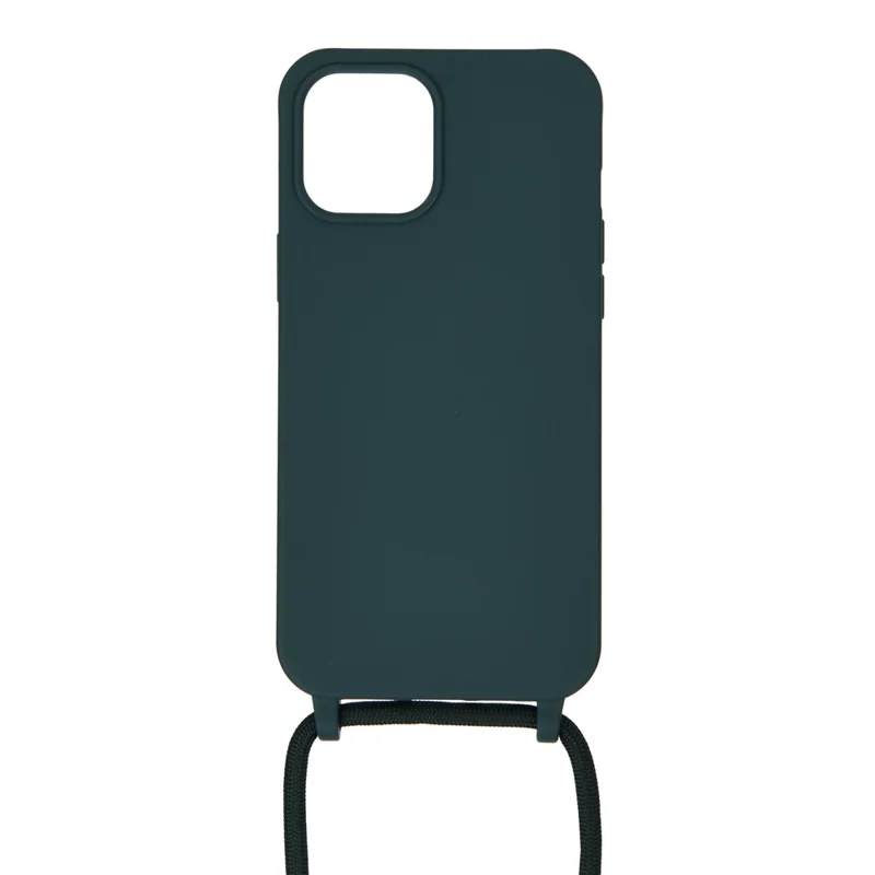 Soft TPU Case with Multi-function Lanyard for iPhone 12 Pro Max Phone Cover - Dark Green
