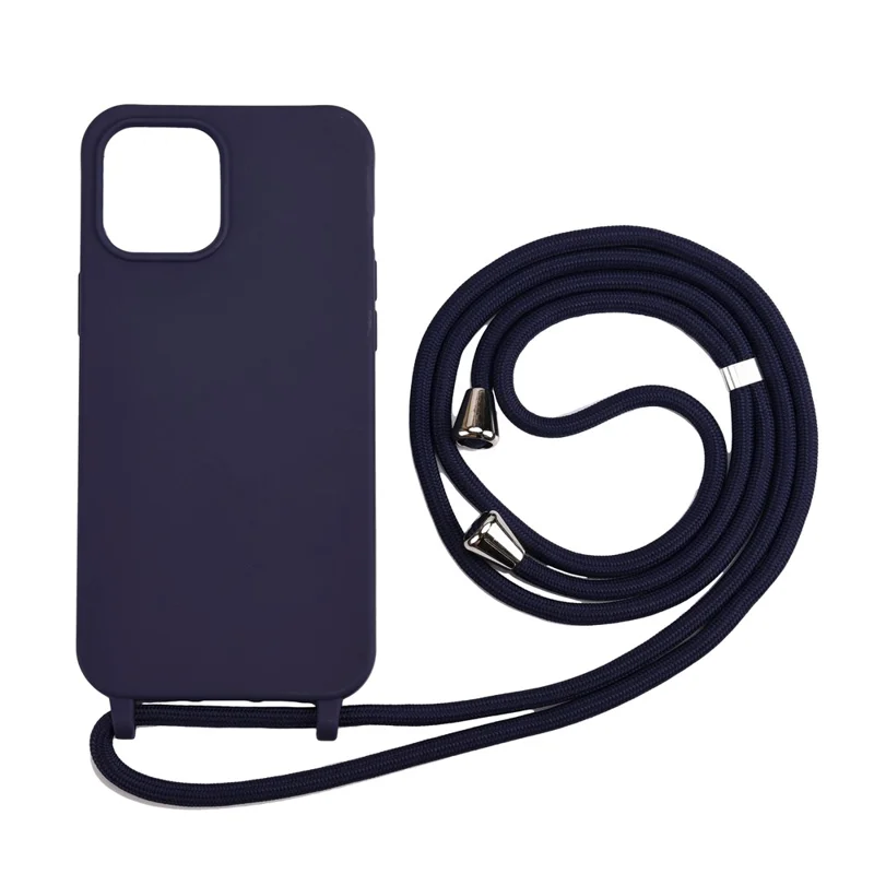 Soft TPU Case with Multi-function Lanyard for iPhone 12 Pro Max Phone Cover - Blue