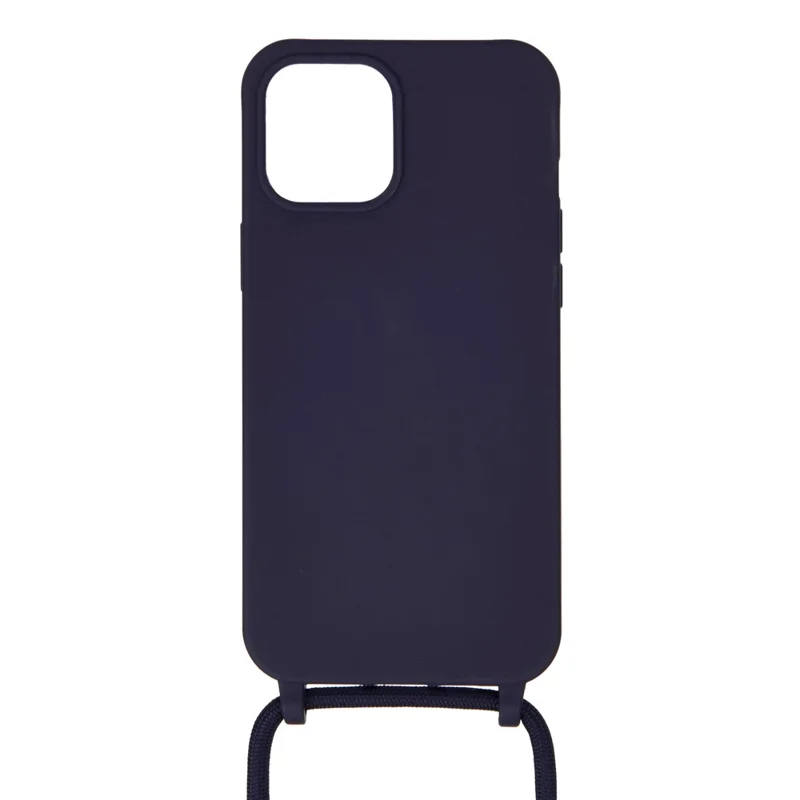 Soft TPU Case with Multi-function Lanyard for iPhone 12 Pro Max Phone Cover - Blue