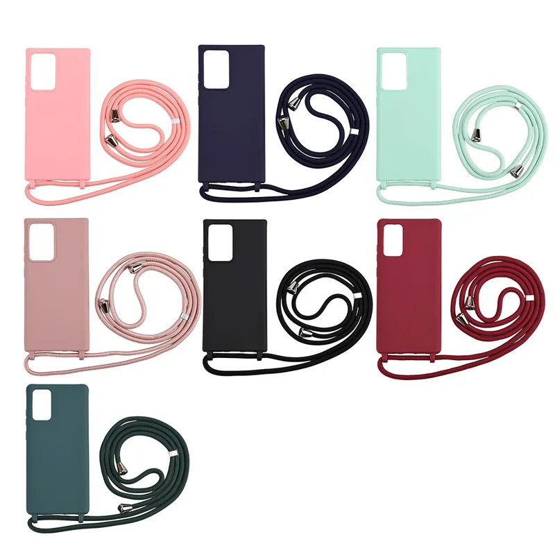 Zachte TPU-hoes met draagkoord voor Samsung Galaxy Note20 Ultra / Note20 Ultra 5G hoes - Zwart
