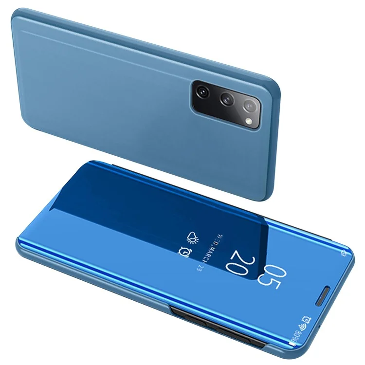 Visualizza il Coperchio in Pelle Per la Pelle Dello Specchio Della Finestra Per Samsung Galaxy S20 fe 4G/5G/S20 Lite/S20 fe 2022 - Bambina Blu