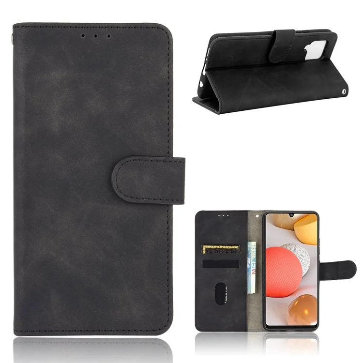 Skin-touch Leather Case for Samsung Galaxy A42 5G - Black