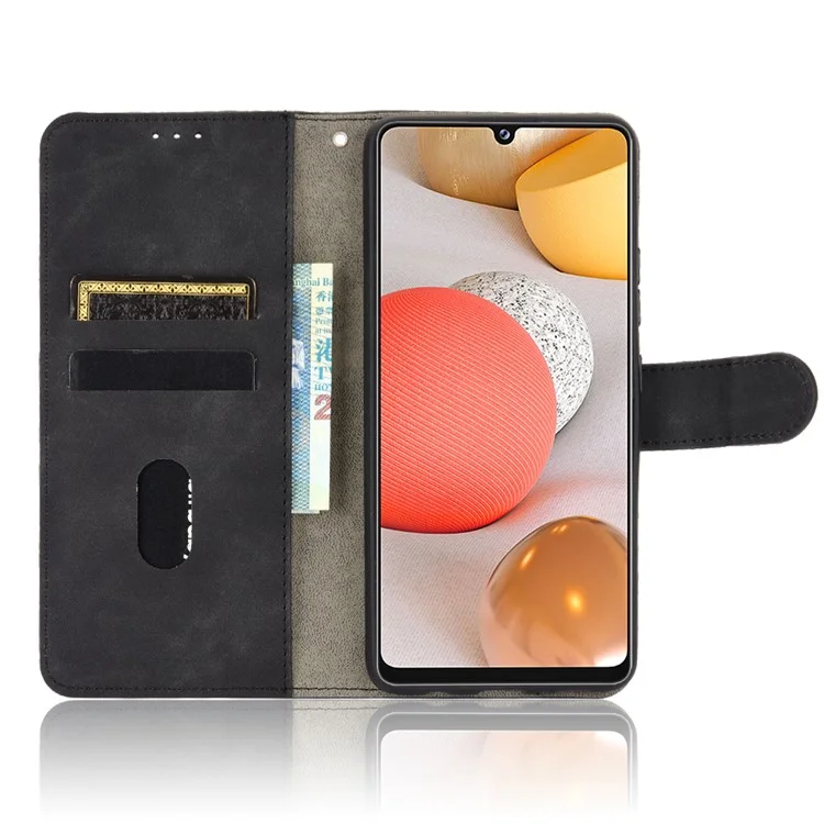 Case de Cuero de Piel de Piel Para Samsung Galaxy A42 5G - Negro