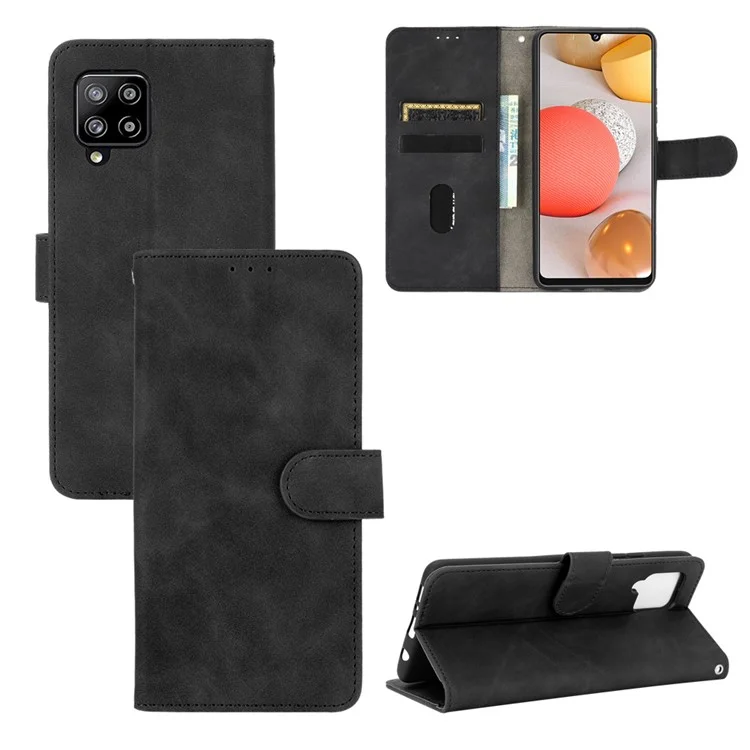 Case de Cuero de Piel de Piel Para Samsung Galaxy A42 5G - Negro