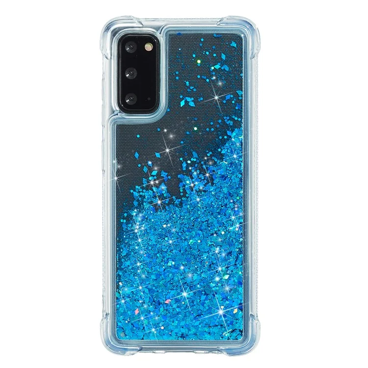 Pure Color Glitter Powder Quicksand TPU Case for Samsung Galaxy Note20/Note20 5G - Blue