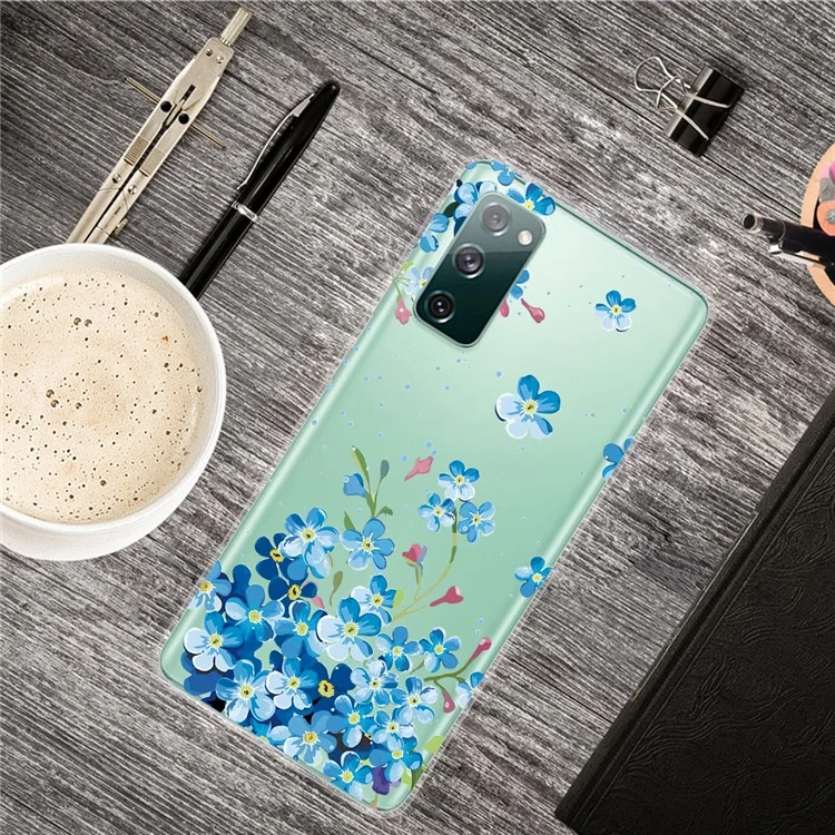 Printing Skin IMD TPU Cover for Samsung Galaxy S20 FE 4G/5G/S20 Lite/S20 FE 2022 - Blue Flowers