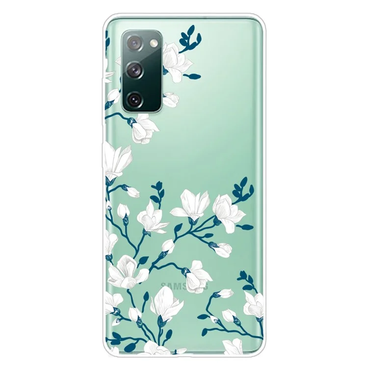 Pour Samsung Galaxy S20 fe 4g / 5g / S20 Lite / S20 fe 2022 Modèle de Téléphone de Téléphone Imprimé IMD TPU Pétecteur de Téléphone - Fleurs Blanches