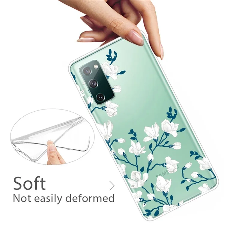 For Samsung Galaxy S20 FE 4G/5G/S20 Lite/S20 FE 2022 Phone Case Pattern Printed IMD TPU Phone Protector - White Flowers