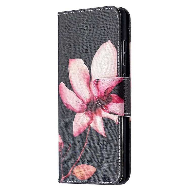 Motif de Boîtier D'impression Portefeuille Support de Couverture en Cuir Protecteur Pour Samsung Galaxy S20 fe 4g / fe 5g / S20 Lite / S20 fe 2022 - Fleur Rose